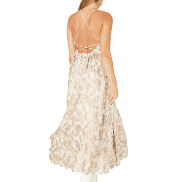 New Free People Charlie Bustier Corset Small Ivory Gold Metallic Jacquard Maxi - Picture 12 of 15